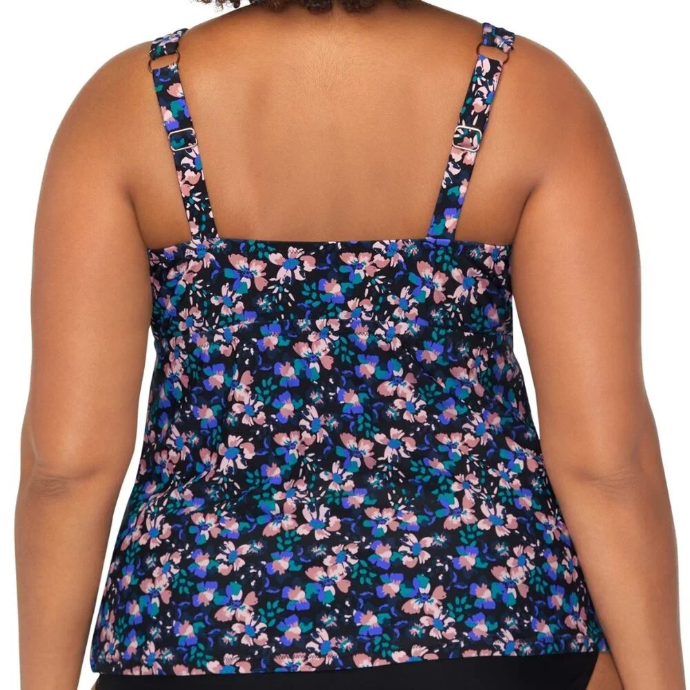 Raisins Curve Trendy Plus Size Tanzania Floral Tankini Top - Picture 8 of 8